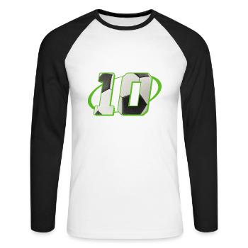 10 Anniversaire Football 10 ans Joueur de football - T-shirt baseball manches longues Homme - blanc/noir - Devant - Nik (191cm)