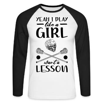 Lacrosse Girls - Unisex Long Sleeve Baseball T-Shirt - white/black - Front - Nik (191cm)