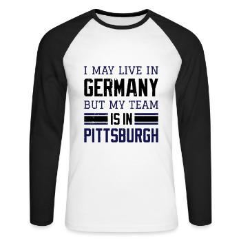 Pittsburgh - Unisex Baseballshirt langarm - Weiß/Schwarz - Vorne - Nik (191cm)