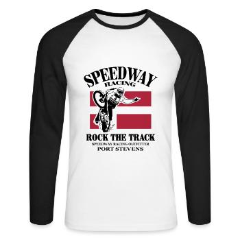Speedway - Denmark - T-shirt baseball manches longues Homme - blanc/noir - Devant - Nik (191cm)