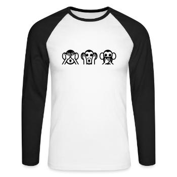 3 Wise singe - T-shirt baseball manches longues Homme - blanc/noir - Devant - Nik (191cm)
