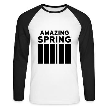 Amazing Spring (bar) - T-shirt baseball manches longues Homme - blanc/noir - Devant - Nik (191cm)