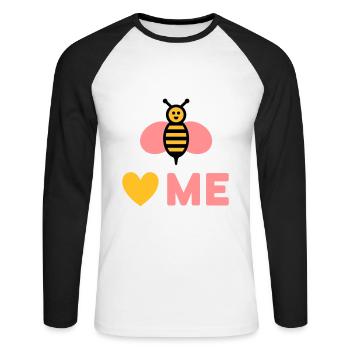Bees love me (Bee, Heart) - Unisex Long Sleeve Baseball T-Shirt - white/black - Front - Nik (191cm)