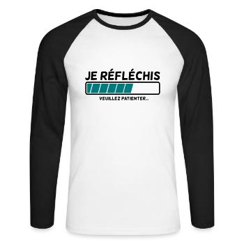 I'm thinking - Unisex Long Sleeve Baseball T-Shirt - white/black - Front - Nik (191cm)