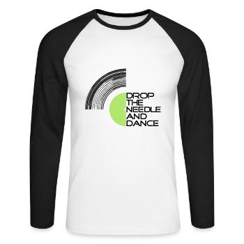 Vinyle - T-shirt baseball manches longues Homme - blanc/noir - Devant - Nik (191cm)
