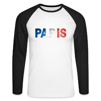 Paris - Unisex Long Sleeve Baseball T-Shirt - white/black - Front - Nik (191cm)