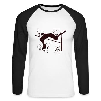 High Jumper Watercolor High Jump - Unisex Long Sleeve Baseball T-Shirt - white/black - Front - Nik (191cm)