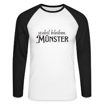 Münster remain stable - Unisex Long Sleeve Baseball T-Shirt - white/black - Front - Nik (191cm)