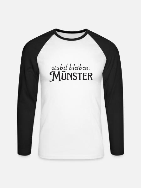 Münster remain stable - Unisex Long Sleeve Baseball T-Shirt - white/black