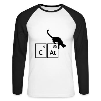 Chat (Calcium, Astate)(Cat) - T-shirt baseball manches longues Homme - blanc/noir - Devant - Nik (191cm)
