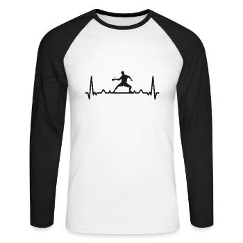 Heartbeat Table Tennis Bat ECG Ping Pong - Unisex Long Sleeve Baseball T-Shirt - white/black - Front - Nik (191cm)