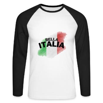Bella Italia - T-shirt baseball manches longues Homme - blanc/noir - Devant - Nik (191cm)