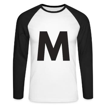 M - Unisex Long Sleeve Baseball T-Shirt - white/black - Front - Nik (191cm)