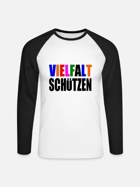vielfalt schützen - Unisex Baseballshirt langarm - Weiß/Schwarz
