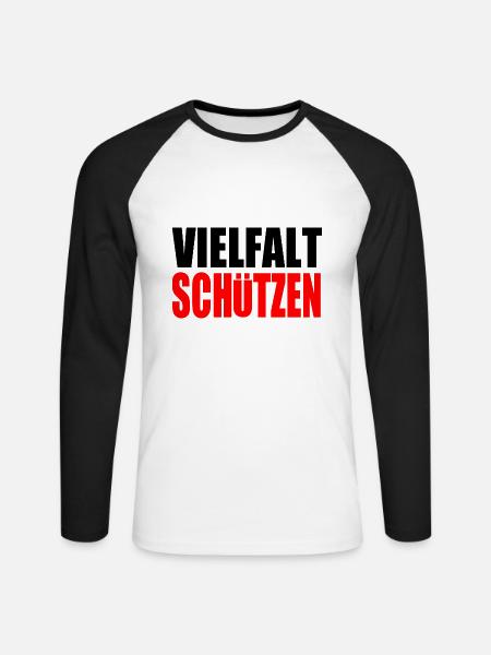 vielfalt schützen - Unisex Baseballshirt langarm - Weiß/Schwarz