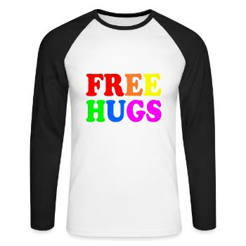 Free hugs - T-shirt baseball manches longues Homme - blanc/noir - Devant - Nik (191cm)