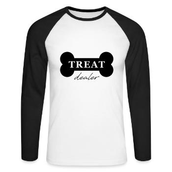 Marchand de friandises – Conception pour les agents de friandises - T-shirt baseball manches longues Homme - blanc/noir - Devant - Nik (191cm)
