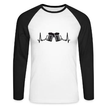 Heartbeat Beer pour griller Celebrate pub - T-shirt baseball manches longues Homme - blanc/noir - Devant - Nik (191cm)