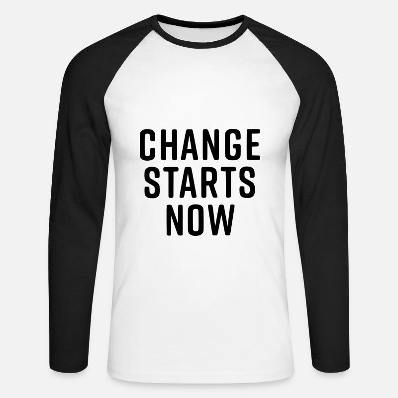 change starts now - Unisex Baseballshirt langarm - Weiß/Schwarz