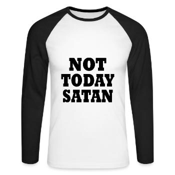 Not today satan - Unisex Long Sleeve Baseball T-Shirt - white/black - Front - Nik (191cm)