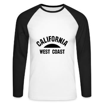 ★ Couleurs de conception modifiables ★ Côte ouest de la Californie - T-shirt baseball manches longues Homme - blanc/noir - Devant - Nik (191cm)