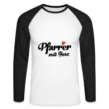 Pfarrer mit Herz Jesus Glaube Kirche Gebet - Unisex Baseballshirt langarm - Weiß/Schwarz - Vorne - Nik (191cm)