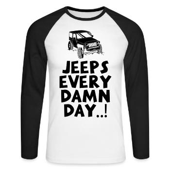 Jeeps tous les maudits jours - T-shirt baseball manches longues Homme - blanc/noir - Devant - Nik (191cm)