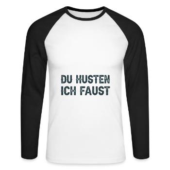 Virus grippe Corona Coronavirus cadeau drôle - T-shirt baseball manches longues Homme - blanc/noir - Devant - Nik (191cm)