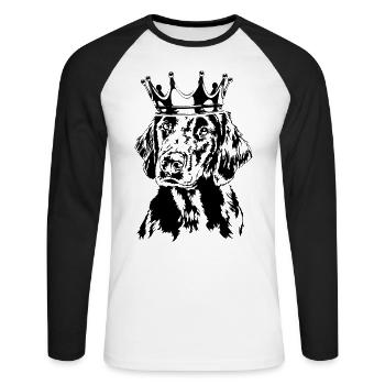 Flat COATED RETRIEVER chien chien chien - T-shirt baseball manches longues Homme - blanc/noir - Devant - Nik (191cm)