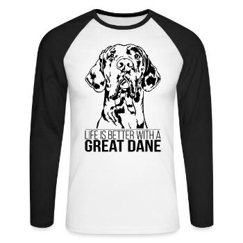 La vie de Dogue allemand est meilleure Chiens dogue Wilsigns - T-shirt baseball manches longues Homme - blanc/noir - Devant - Nik (191cm)