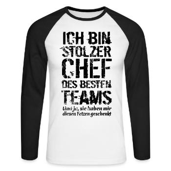 Ich bin stolzer Chef des besten Teams - Spruch - Unisex Baseballshirt langarm - Weiß/Schwarz - Vorne - Nik (191cm)