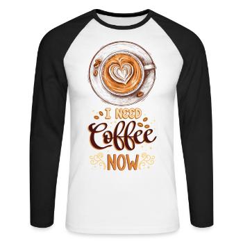 Coffee Coffee Lover Coffee Mug Barista Vintage - Unisex Long Sleeve Baseball T-Shirt - white/black - Front - Nik (191cm)