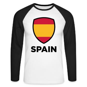 National Flag of Spain - Unisex Long Sleeve Baseball T-Shirt - white/black - Front - Nik (191cm)