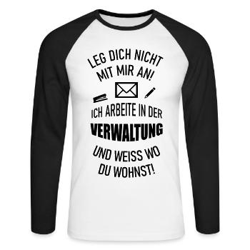 Verwaltungsangestellte Büro Praxis Rezeption Firma - Unisex Baseballshirt langarm - Weiß/Schwarz - Vorne - Nik (191cm)