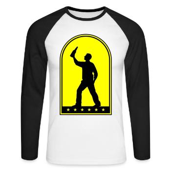 Boire une bouteille de bière - T-shirt baseball manches longues Homme - blanc/noir - Devant - Nik (191cm)