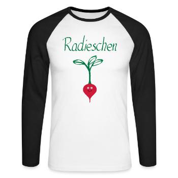 Radieschen 3 - Unisex Baseballshirt langarm - Weiß/Schwarz - Vorne - Nik (191cm)