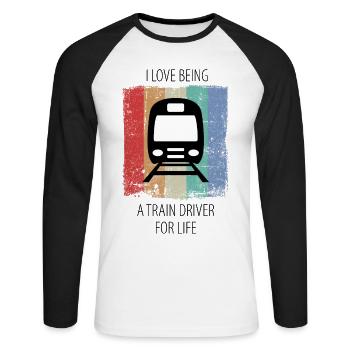 Train Railway Railway workers Trains Train drivers - Unisex Long Sleeve Baseball T-Shirt - white/black - Front - Nik (191cm)