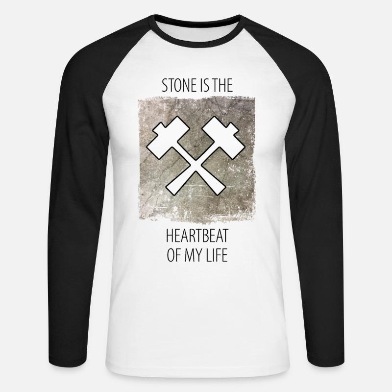 Steinmetz Steinbildhauer Spruch - Unisex Baseballshirt langarm - Weiß/Schwarz