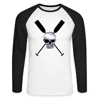 Totenkopf Paddel Ruder Kanu Drachenboot - Unisex Baseballshirt langarm - Weiß/Schwarz - Vorne - Nik (191cm)