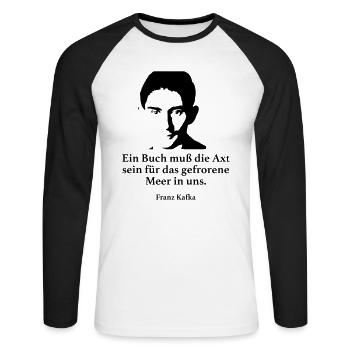 Kafka: A book must be the ax for the frozen - Unisex Long Sleeve Baseball T-Shirt - white/black - Front - Nik (191cm)