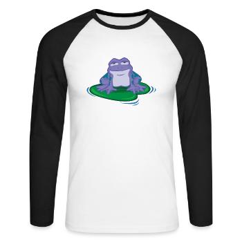 Grenouille douce mignonne détendue drôle cadeau - T-shirt baseball manches longues Homme - blanc/noir - Devant - Nik (191cm)