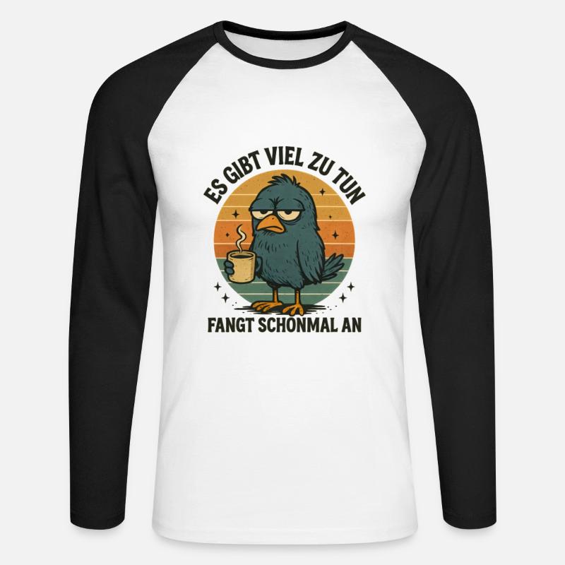 Der frühe Vogel Kaffee Statement - Unisex Baseballshirt langarm - Weiß/Schwarz