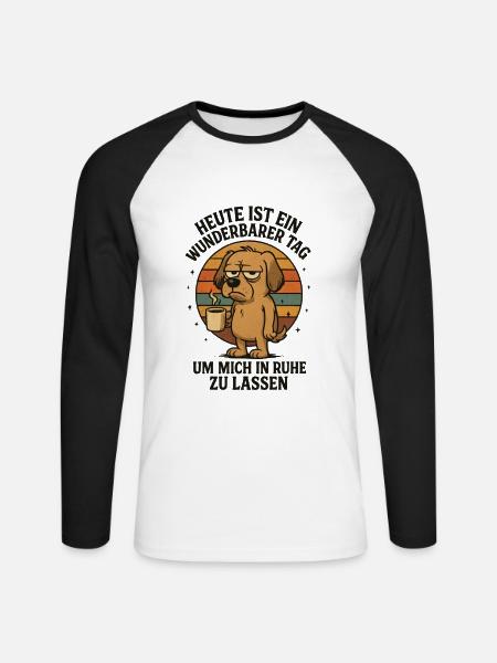 Lustiger Büro Hund Spruch mit Kaffee - Unisex Baseballshirt langarm - Weiß/Schwarz
