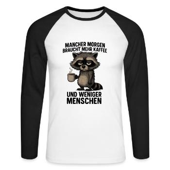 Je déteste que les gens disent plus de café - T-shirt baseball manches longues Homme - blanc/noir - Devant - Nik (191cm)