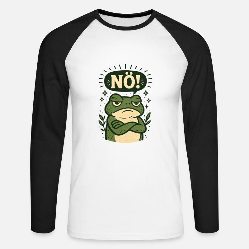 Statement Nö Frosch Einfach Nein - Unisex Baseballshirt langarm - Weiß/Schwarz