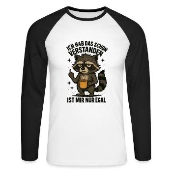 Je comprends déjà ça, je m’en fiche - T-shirt baseball manches longues Homme - blanc/noir - Devant - Nik (191cm)