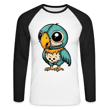 Papagai Halloween Lustig Zombie - Unisex Baseballshirt langarm - Weiß/Schwarz - Vorne - Nik (191cm)