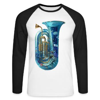Tuba de poisson - T-shirt baseball manches longues Homme - blanc/noir - Devant - Nik (191cm)