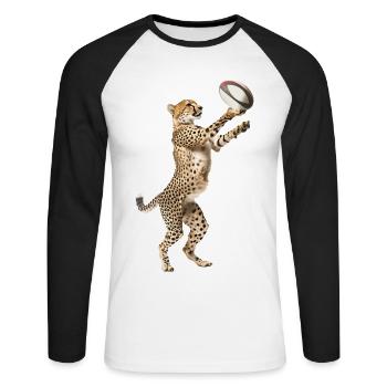 Gepard - Unisex Baseballshirt langarm - Weiß/Schwarz - Vorne - Nik (191cm)