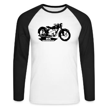 MZ BK Zschopau - Unisex Baseballshirt langarm - Weiß/Schwarz - Vorne - Nik (191cm)